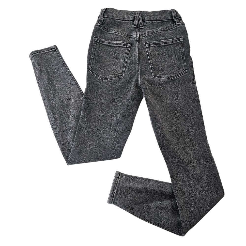 Good American Good Waist Skinny Jeans Washed Charcoal Black Grunge Edgy size 25
